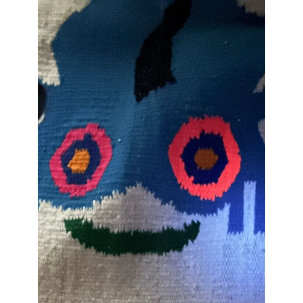 Handwoven Chameleon Lizard Wall Hanging rUG Pink Eyes Reacts With UV Light